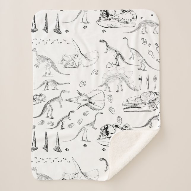 Dinosaur Fossil Bones Pattern Sherpadecke (Vorderseite)