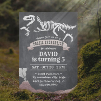 Dinosaur Fossil Grabungswand Geburtstag Einladung