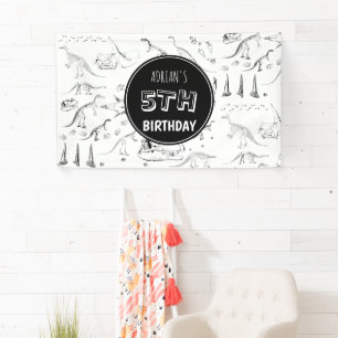 Dinosaur Fossil Knochen Muster Geburtstagszeit Banner