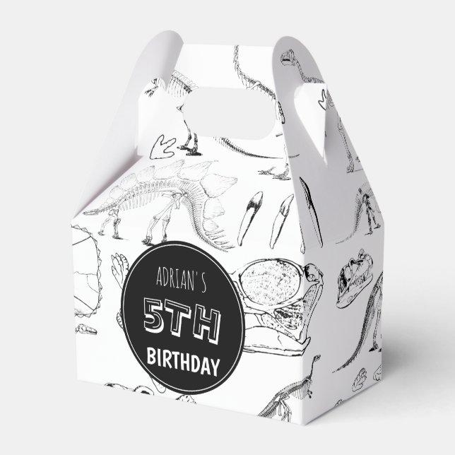 Dinosaur Fossil Knochen Muster Geburtstagszeit Geschenkschachtel (Vorderseite)
