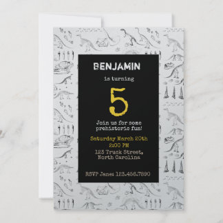 Dinosaur Fossils Muster Kindergeburtstag Einladung