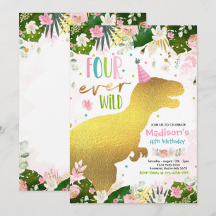 Dinosaur Four Ever Wild Party Dinosaur Geburtstag Einladung