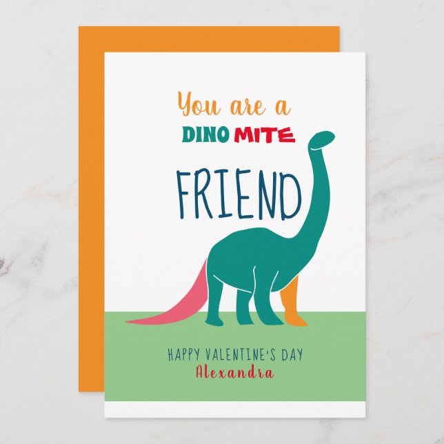Dinosaur Friend Valentinstag Feiertagskarte (Vorne/Hinten)