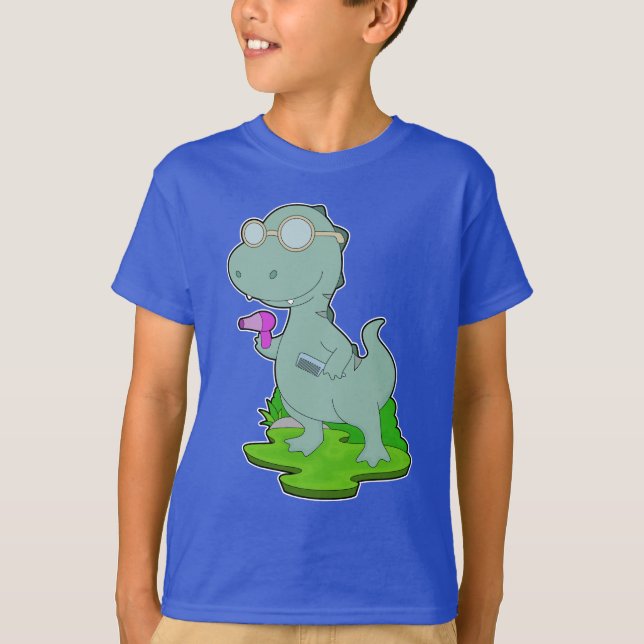 Dinosaur Friseur Comb Haartrockner T-Shirt (Vorderseite)