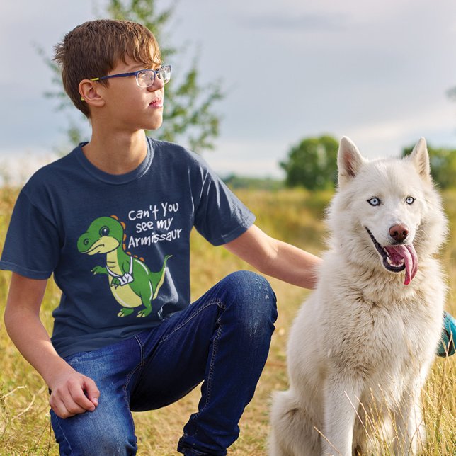Dinosaur Fun Broken Arm Beileid Novelty T-Shirt (Von Creator hochgeladen)