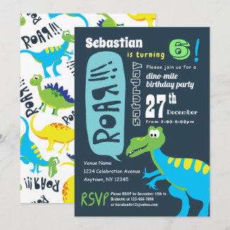 Dinosaur Fun Geburtstagsparty, Boys Dino Mite Einladung