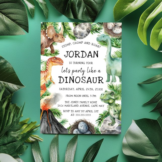 Dinosaur Fun Geburtstagsparty Einladung (Von Creator hochgeladen)