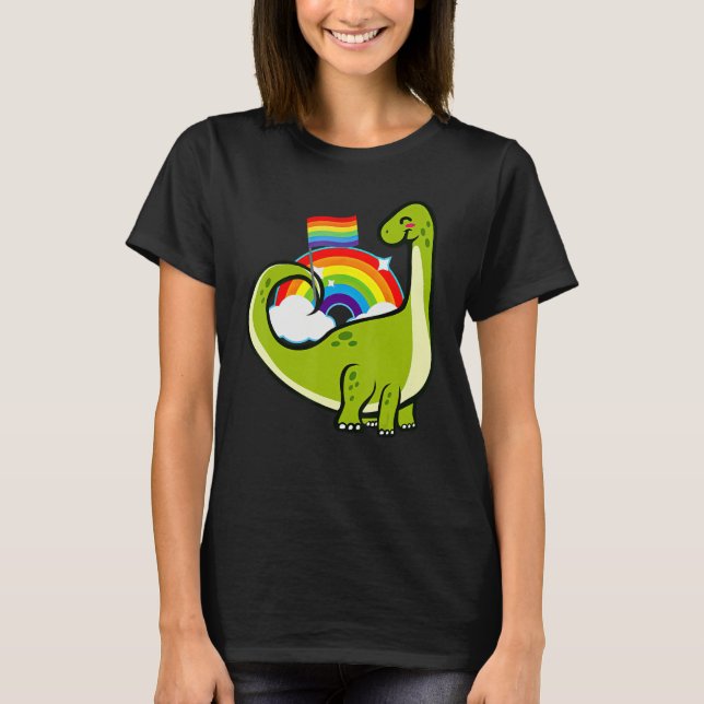 Dinosaur Gay Pride Rainbow Flag LGBT Lesbian Bisex T-Shirt (Vorderseite)