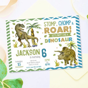 Dinosaur Geburtsanzeige T-Rex Triceratops Einladung