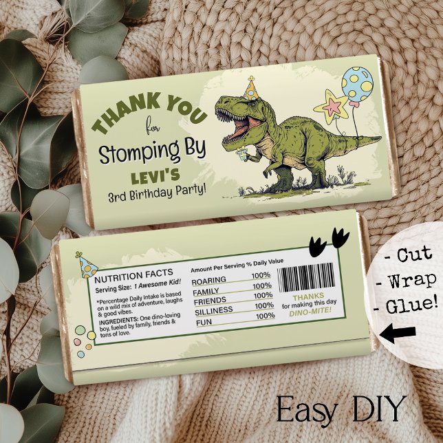 Dinosaur Geburtstag DIY Schokoladenriegel Favor Hü (Von Creator hochgeladen)