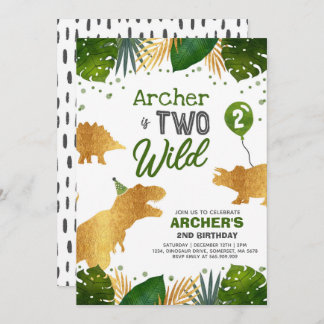 Dinosaur Geburtstag Einladen Zwei Wild Dinosaur Pa Einladung