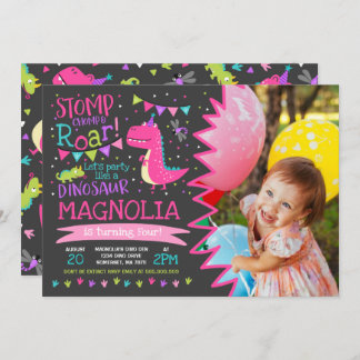 Dinosaur Geburtstag Einladung Girl Dinosaur Party