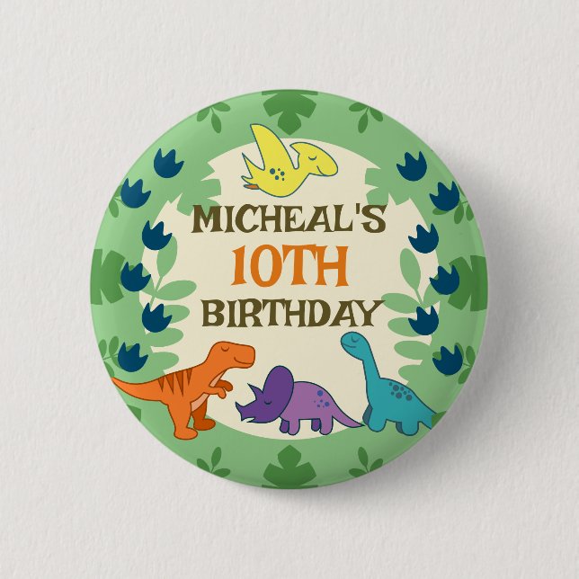 Dinosaur Geburtstag für Kinder Button (Vorderseite)