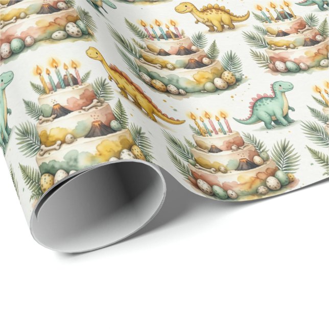 Dinosaur Geburtstag Geschenkpapier (Rolleneckpunkt)
