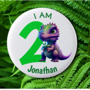 Dinosaur Geburtstag Grün Button