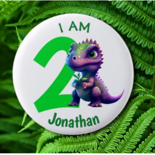Dinosaur Geburtstag Grün Button (Fun Jurassic Dinosaur Collection/Pin Set)