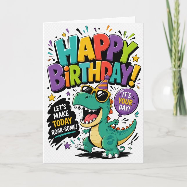 Dinosaur-Geburtstag Karte (Vorderseite)