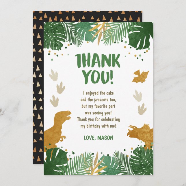Dinosaur Geburtstag Vielen Dank Ihr Card Party Boy Einladung (Vorne/Hinten)