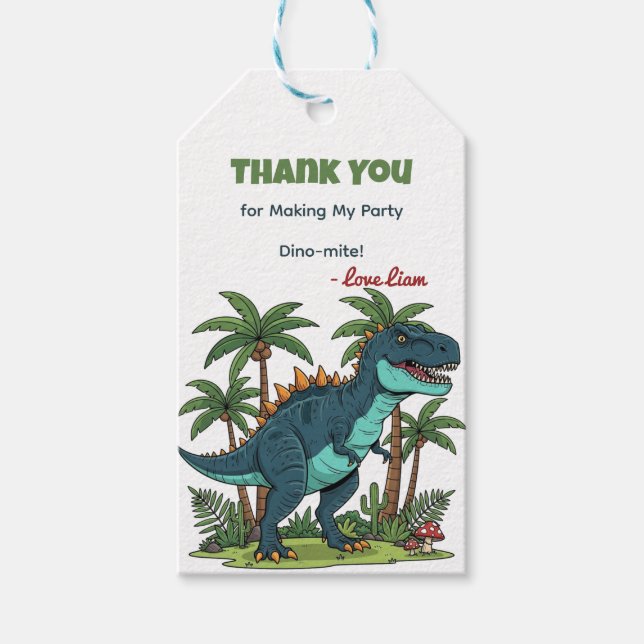 Dinosaur Geburtstags Gunstbeweise Tags Geschenkanhänger (Vorderseite)