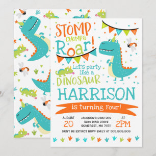 Dinosaur Geburtstagseinladung Dinosaur Roar Party Einladung