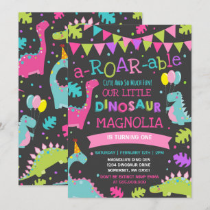 Dinosaur Geburtstagseinladung Mädchen Dinosaurier  Einladung