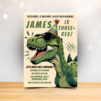 Dinosaur Geburtstagseinladung Stomp Chomp Roar Kid Einladung