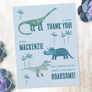 Dinosaur Geburtstagsfeier Danke Postkarte