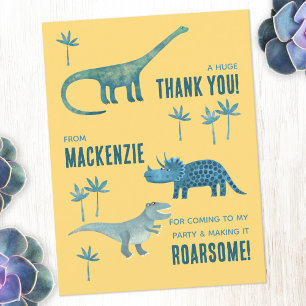 Dinosaur Geburtstagsfeier Danke Postkarte