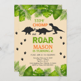 Dinosaur Geburtstagsfeier Einladung mit Blätter