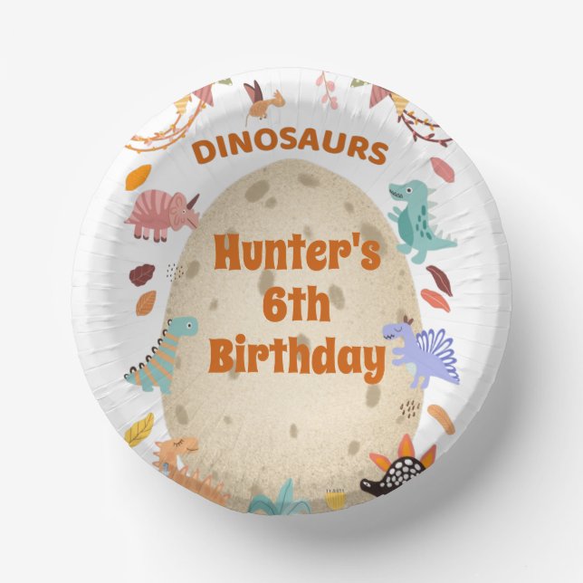 Dinosaur Geburtstagsfeier mit riesigem Dino-Ei   Pappteller (Vorderseite)