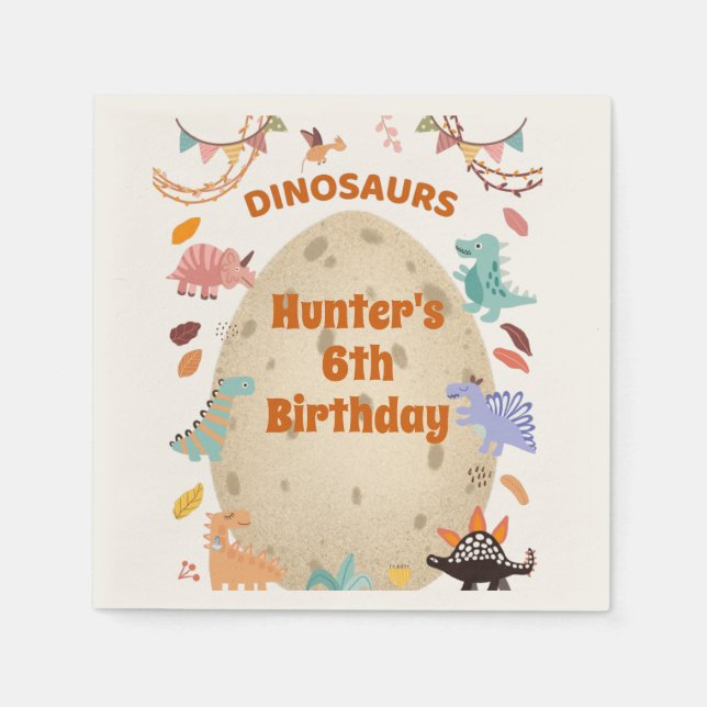 Dinosaur Geburtstagsfeier mit riesigem Dino-Ei   Serviette (Vorderseite)