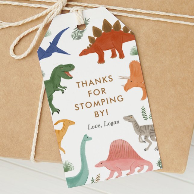 Dinosaur Geburtstagsparty Danke für Stompby Geschenkanhänger (Von Creator hochgeladen)