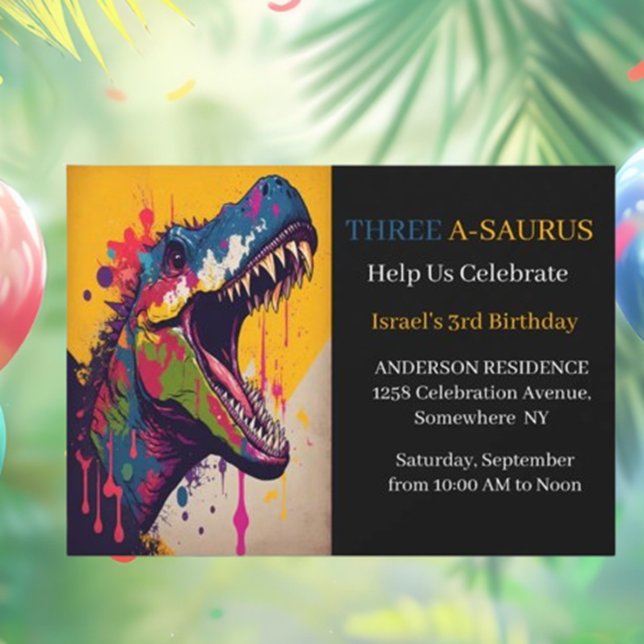 Dinosaur Geburtstagsparty Einladung (Roar into fun with our 3rd Dinosaur Birthday Party Invitation!)