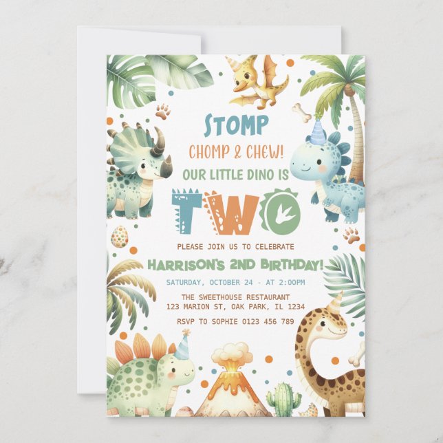 Dinosaur Geburtstagsparty Einladung (Vorderseite)