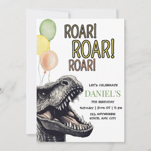 Dinosaur Geburtstagsparty-Einladung, Brüllender T- Einladung