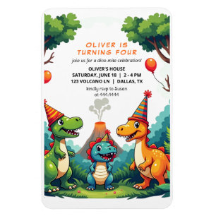 Dinosaur Geburtstagsparty Einladung Flexible Magne Magnet
