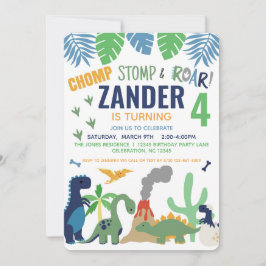 Dinosaur Geburtstagsparty Einladung für Junge