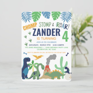 Dinosaur Geburtstagsparty Einladung für Junge