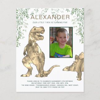 Dinosaur Geburtstagsparty Foto Einladung Flyer