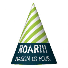 Dinosaur Geburtstagsparty hat grüne Streifen Partyhütchen