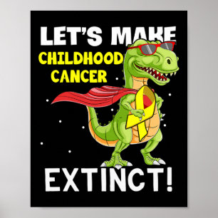 Dinosaur Gelbes Band Bewusstsein für Kinderkrebs Poster
