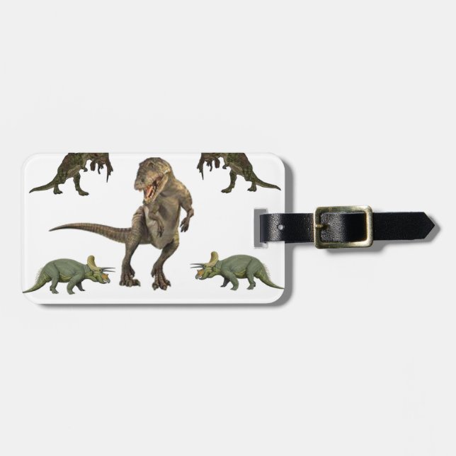 Dinosaur-Geschenkpapier Gepäckanhänger (Vorderseite horizontal)