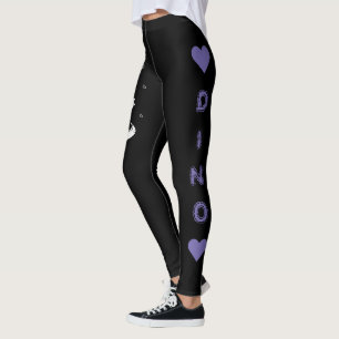 Dinosaur - Gestempeltes Kunsttier in Schwarz & Lil Leggings
