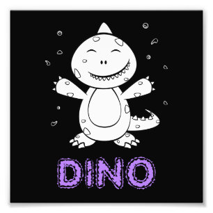 Dinosaur - Gestempeltes Kunsttier in Schwarz und W Fotodruck