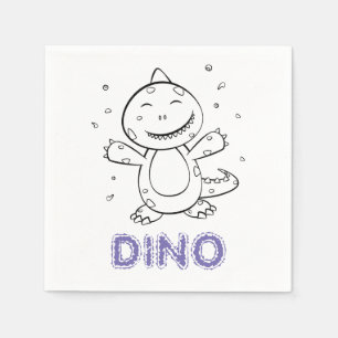 Dinosaur - Gestempeltes Kunsttier in Schwarz und W Serviette