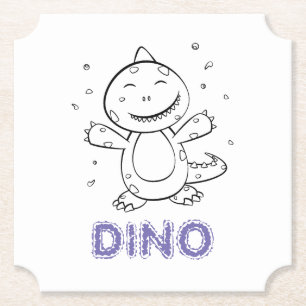 Dinosaur - Gestempeltes Kunsttier in Schwarz und W Untersetzer