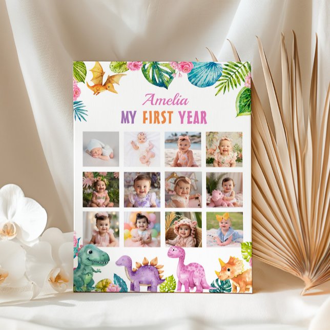 Dinosaur Girl 1. Geburtstag Foto Milestone Chart Poster (Von Creator hochgeladen)