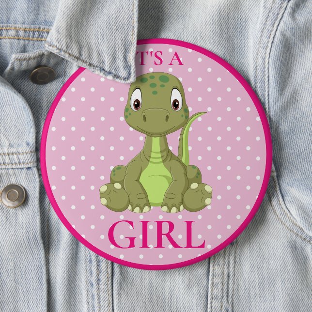 Dinosaur Girl Baby Dusche T Rex Button (Beispiel)