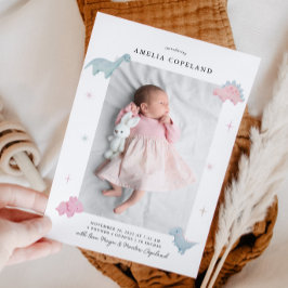 Dinosaur Girl Baby Foto Geburtsankündigung Ankündigung