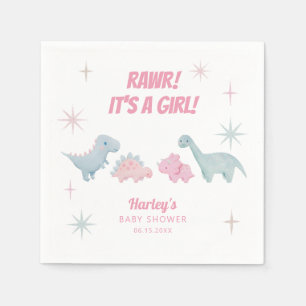 Dinosaur Girl Baby Shower RAWR Serviette